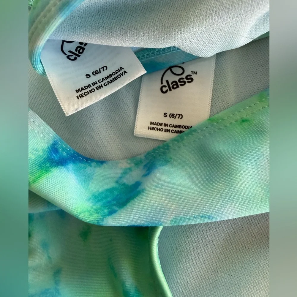 4/$20 ART CLASS Girls Ruched Front Tie-Dye Bralette Swimsuit Set - Small (6/7)